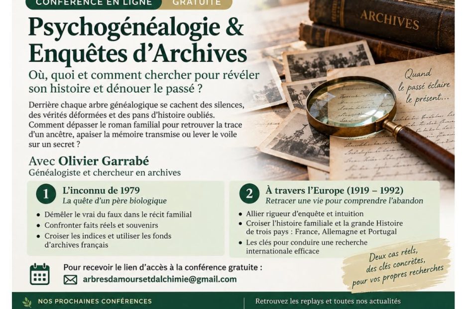 conférence Psychogénéalogie & Enquêtes d'Archives 